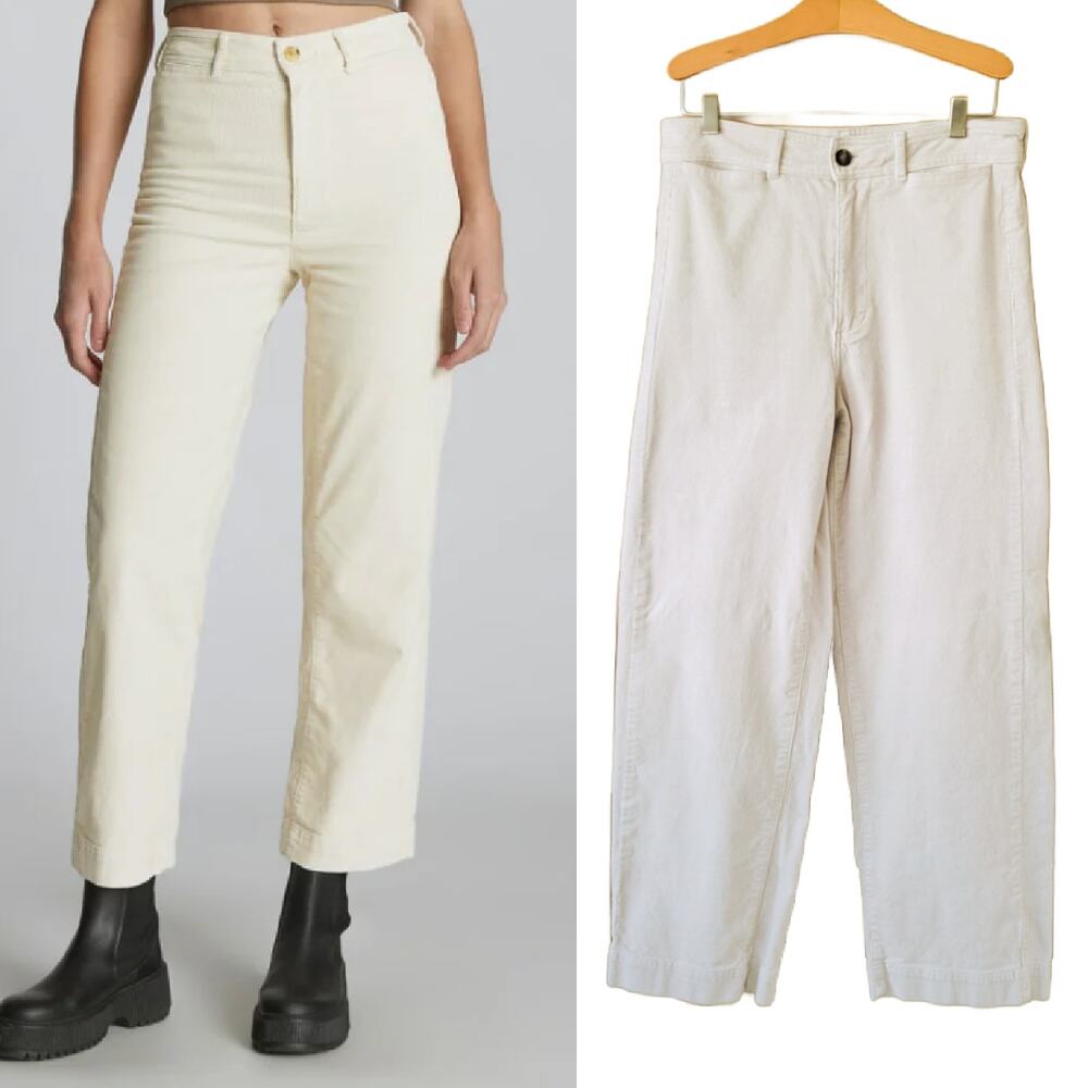 EVERLANE The Corduroy Wide-Leg Pant Size 6 High Waist Cream Straight